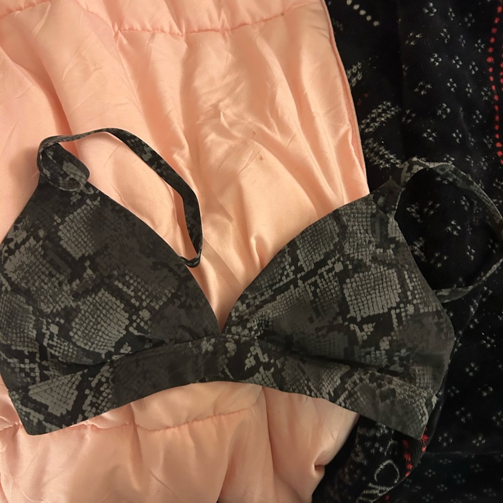 Aerie Black and Gray Snake Print Bralette